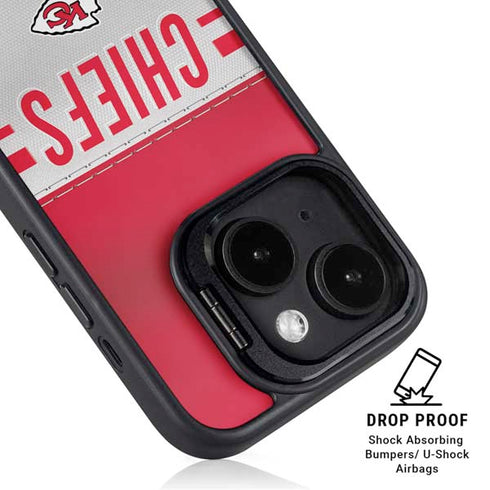 NFL Kansas City Chiefs White Striped iPhone 15 Kickstand Case